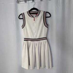 Women's Hunter Front Zip Pleated Tennis Dress Size XS Color White MSRP $189